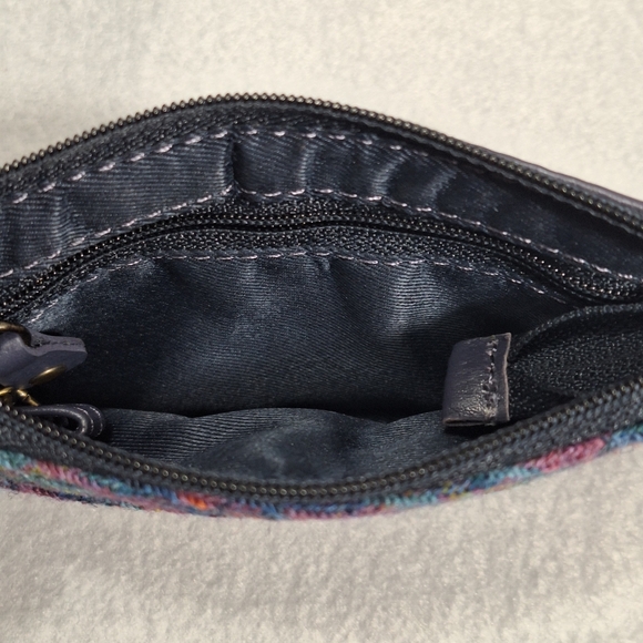 NWT Leather Guild Harris Tweed Wool Tarten Bluebell Leather Coin Purse Scotland - Picture 9 of 14